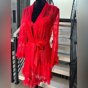 Elegant Red Lace Lingerie Set